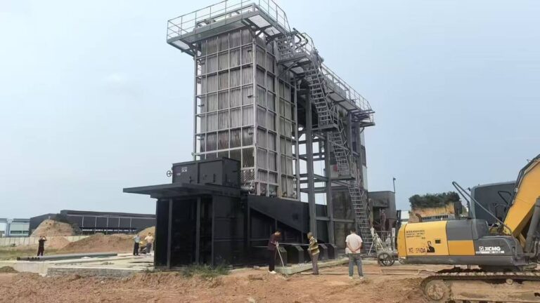 Our expert team managing the on-site assembly of a 40-ton biomass hot water boiler for industrial heating