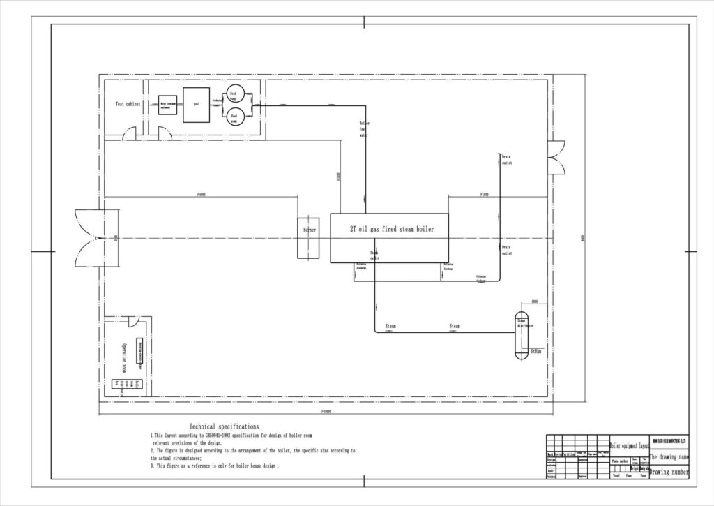 WNS GAS FIRED STEAM BOILER BOILER ROOM LAYOUT
