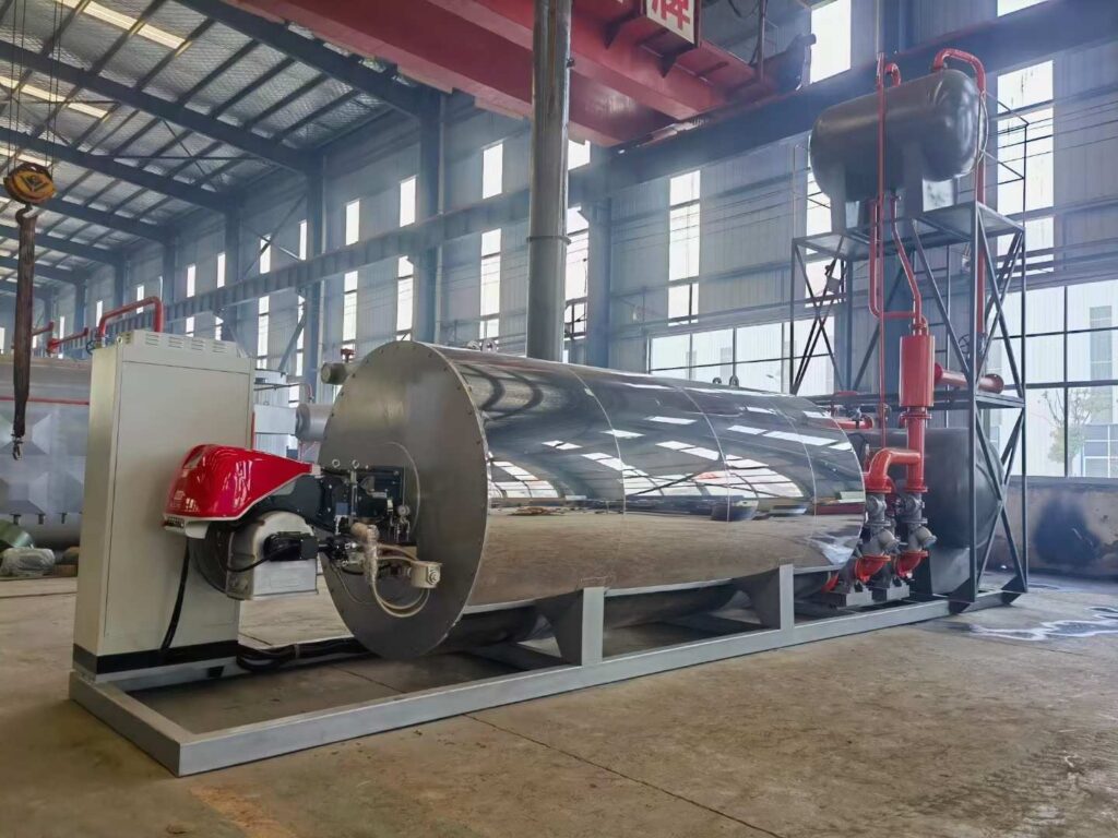 YQW1400Q horizontal gas thermal oil heater running at a rubber glove plant in Malaysia
