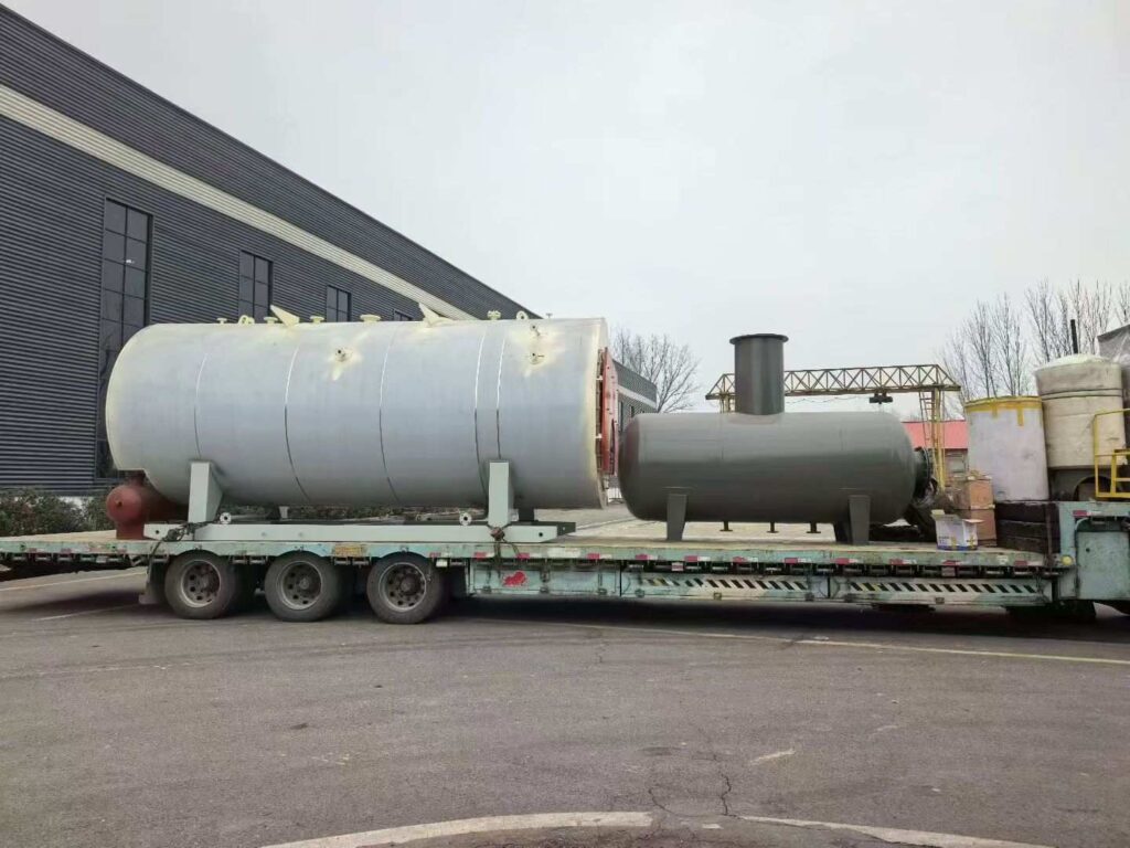 Logistics and export dispatch of Taiguo’s WNS10 gas-fired fire-tube steam boiler package, fully certified under ASME standards for a major manufacturing hub in Riyadh.